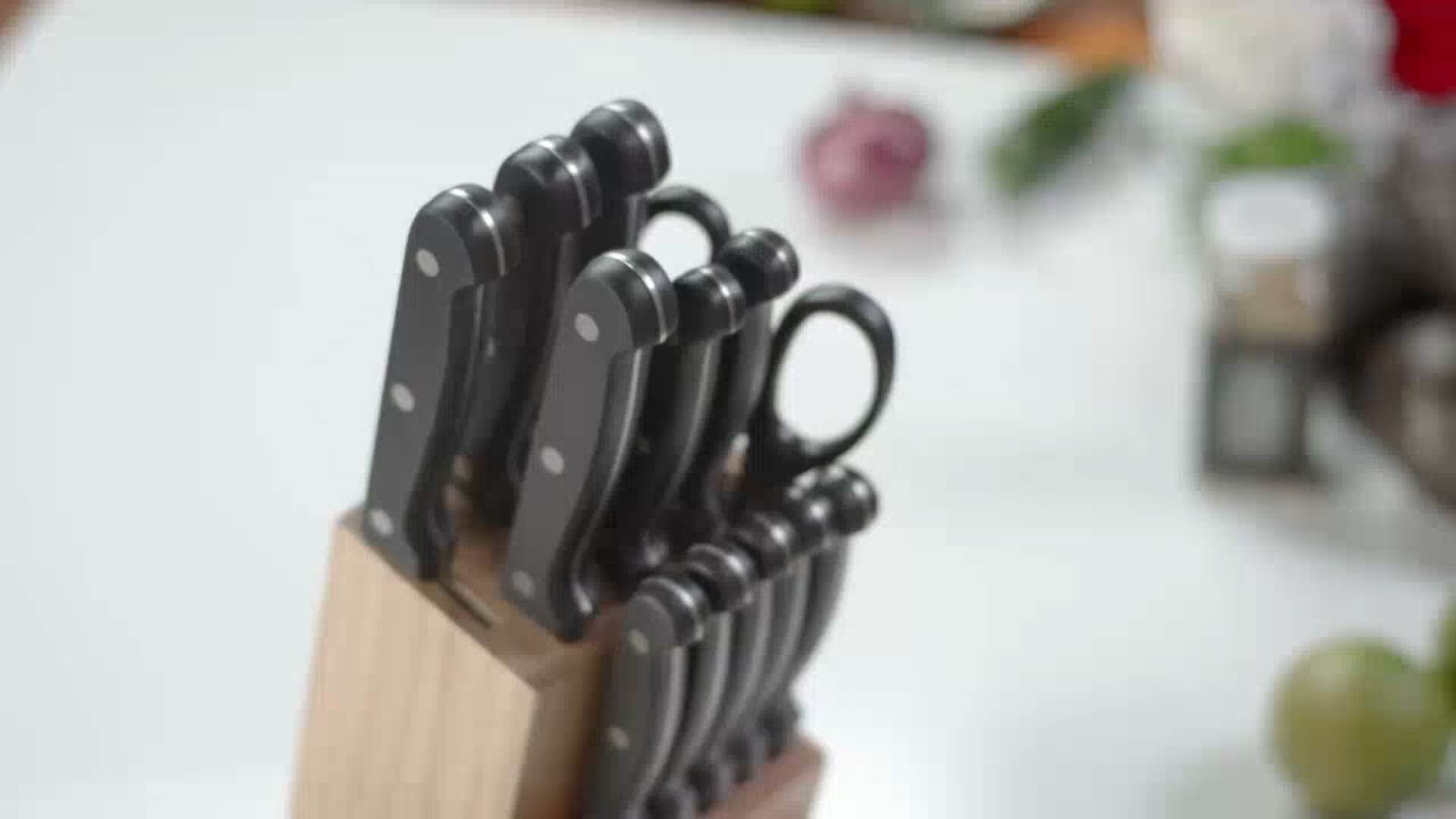 McCook Knife Sets, German Stainless Steel Knife Block Sets with Built-in  Sharpe